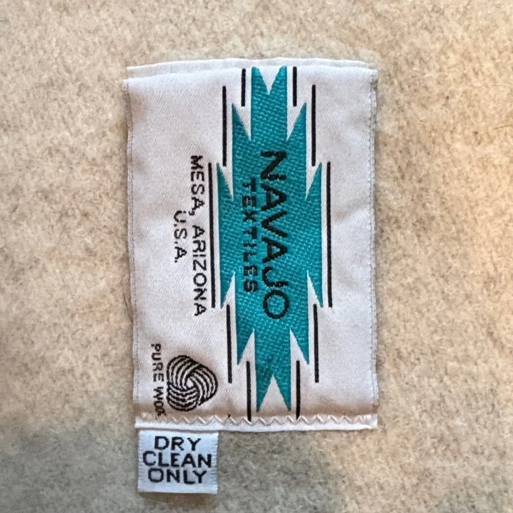 Vintage Black and White Navajo textiles Geometric wool Blanket made in the USA.